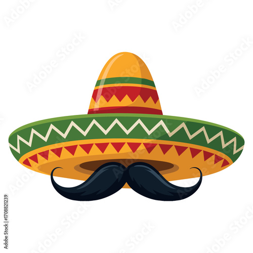 Isolated colored traditional Mexican mariachi hat icon vector. Perfect for culture, music, festival, Mexican heritage, costume, and colorful design projects.