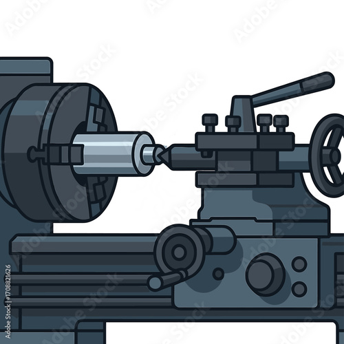 A close‑up of a lathe or cutting machine used in metal production, shown in a horizontal banner image