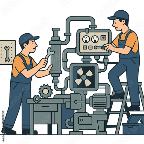 In a workshop, technicians are constructing tailor‑made industrial machinery
