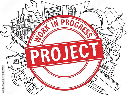 Construction project in progress with blueprints and tools, symbolizing development and planning.