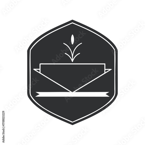 Stylized envelope icon inside a hexagonal shield