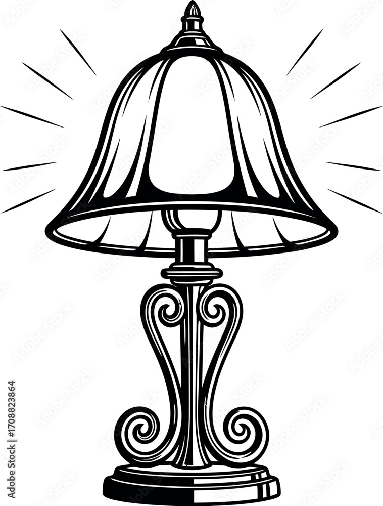 Obraz premium Elegant antique lamp glowing with warm light, illuminating ideas and knowledge.
