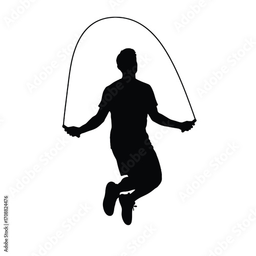 Dynamic silhouette of a person jumping rope for fitness and exercise silhouette