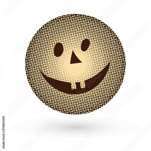 Halloween spooky face halftone scary face funny face symbol vector illustration