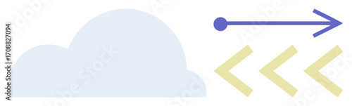 Cloud with three backward arrows and a forward arrow representing data transfer, collaboration, innovation, digital transformation, teamwork, strategy, and connectivity. A simple flat metaphor