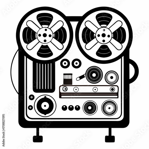 Creative details reel to reel Tape Player machine Vector Illustration