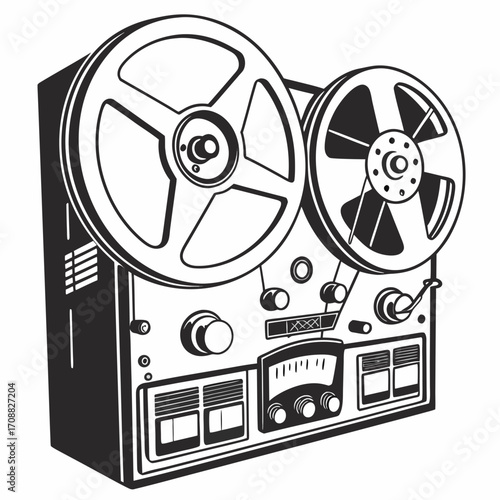 Creative details reel to reel Tape Player machine Vector Illustration