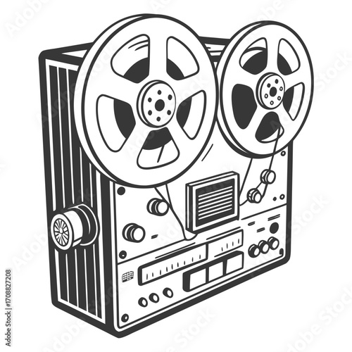 Creative details reel to reel Tape Player machine Vector Illustration