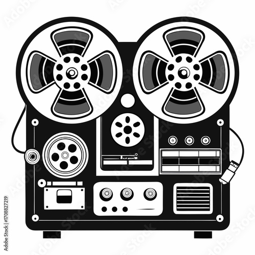 Creative details reel to reel Tape Player machine Vector Illustration