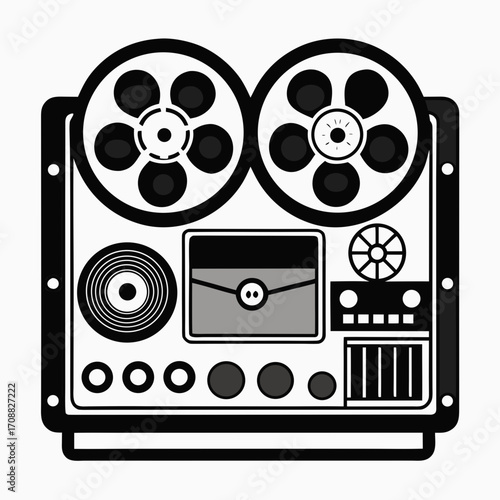 Creative details reel to reel Tape Player machine Vector Illustration