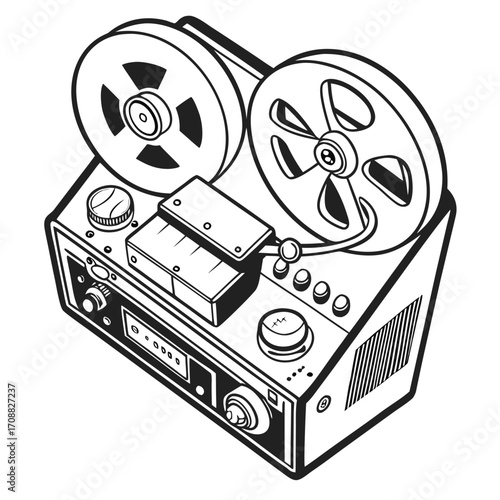 Creative details reel to reel Tape Player machine Vector Illustration