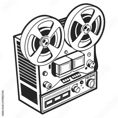 Creative details reel to reel Tape Player machine Vector Illustration