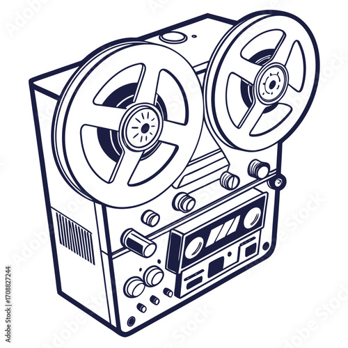 Creative details reel to reel Tape Player machine Vector Illustration
