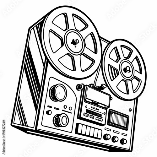 Creative details reel to reel Tape Player machine Vector Illustration