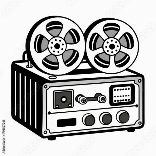 Creative details reel to reel Tape Player machine Vector Illustration