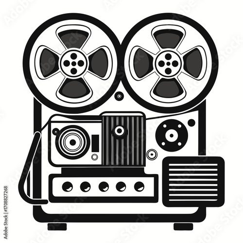 Creative details reel to reel Tape Player machine Vector Illustration