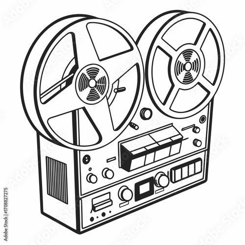 Creative details reel to reel Tape Player machine Vector Illustration