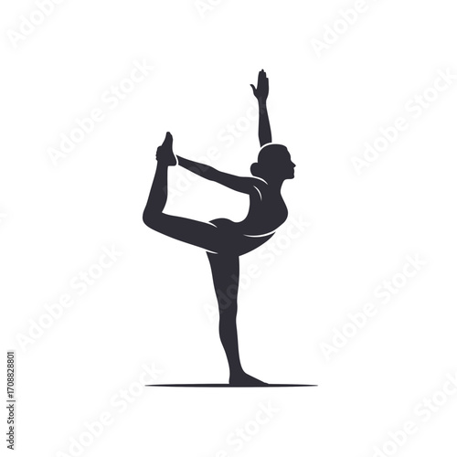 Yogi in half-moon pose silhouette stretching gracefully