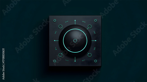 Modern black digital control knob with glowing blue accents.