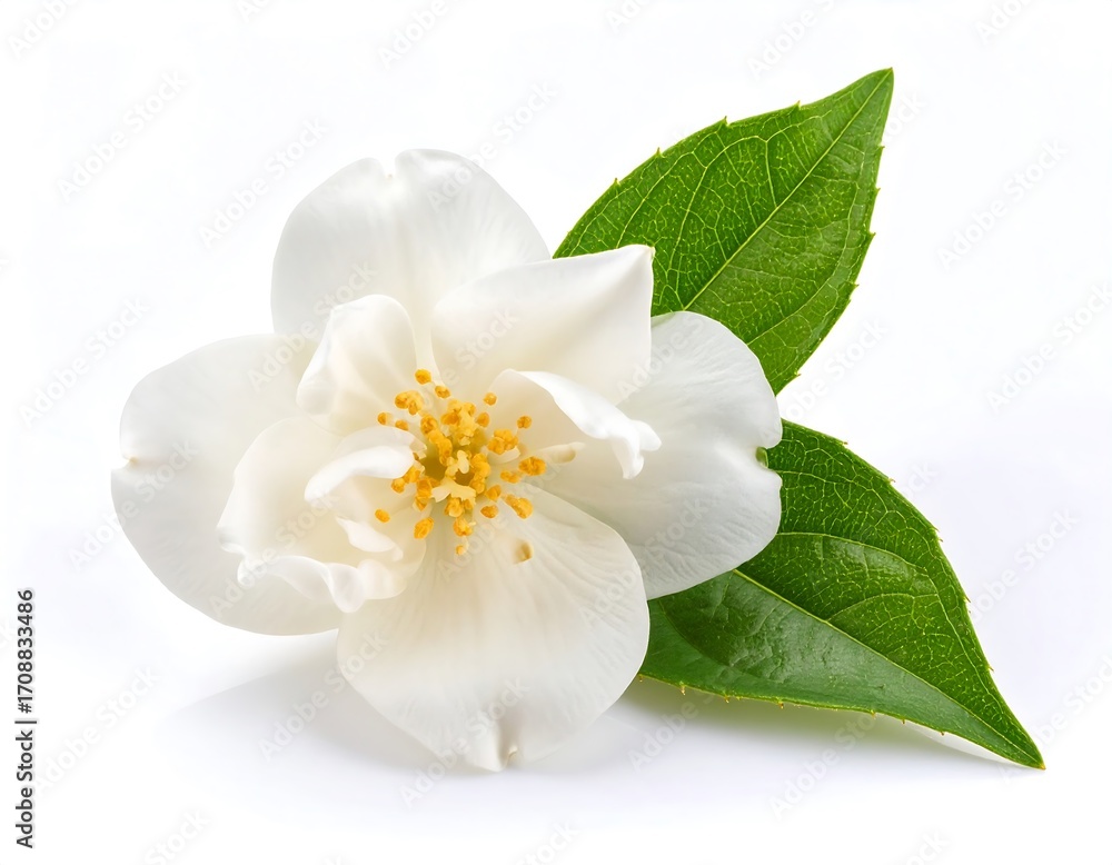 Fototapeta premium Close-up white flower and leaves