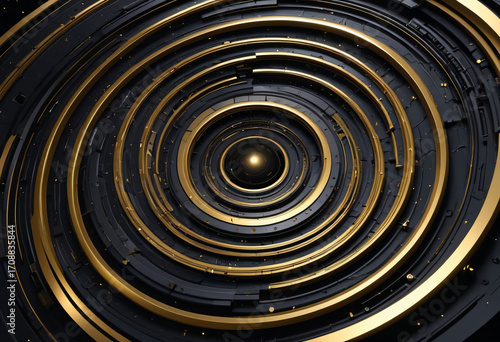 Abstract Gold and Black Spiral