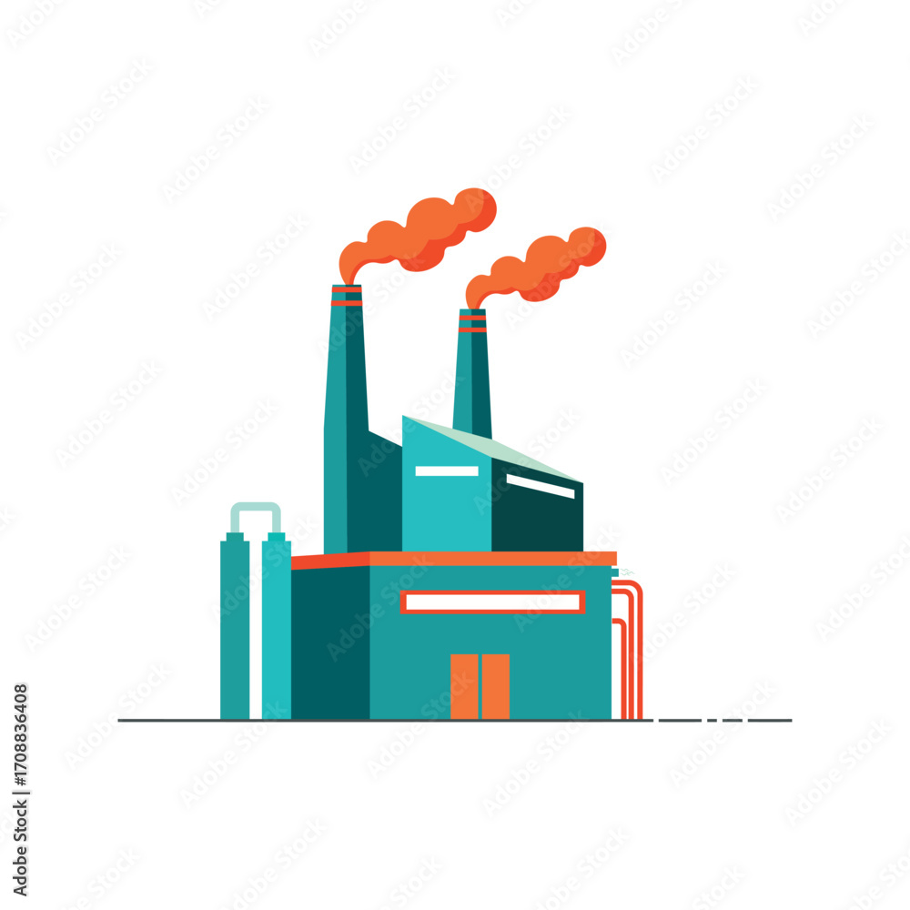 Obraz premium Chemical Factory Industrial Plant Vector Illustration