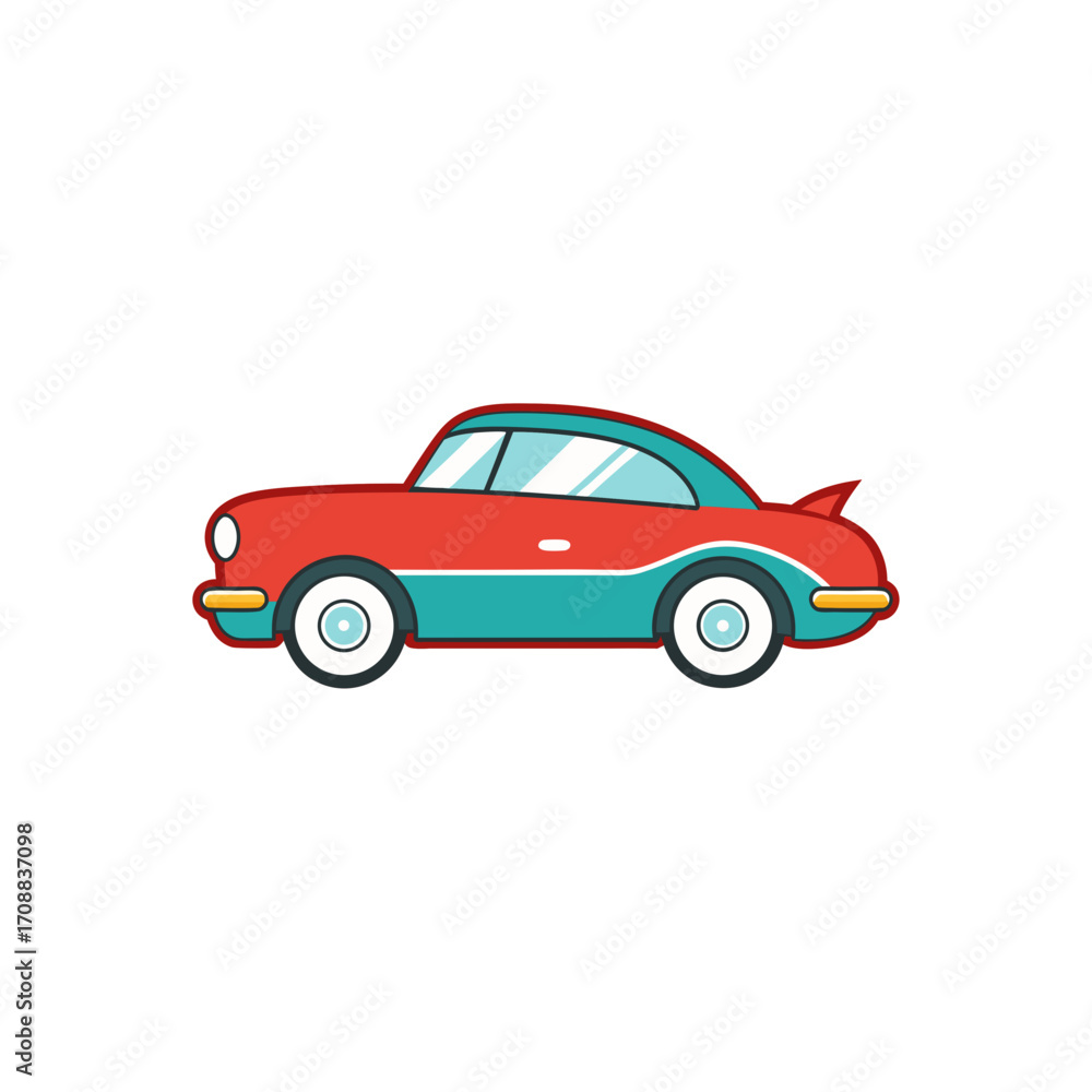 Fototapeta premium a cartoon car from the 1950s with chrome detailing