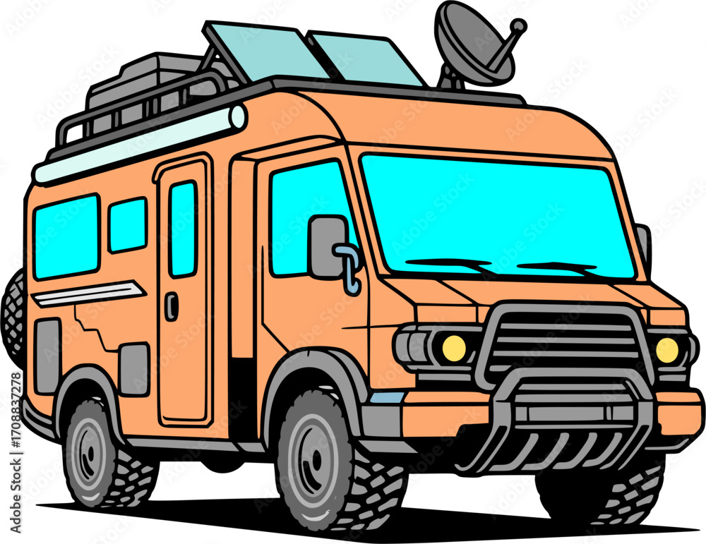 Obraz premium Bold and retro camper van collection for travel, adventure, and outdoor lifestyle design.