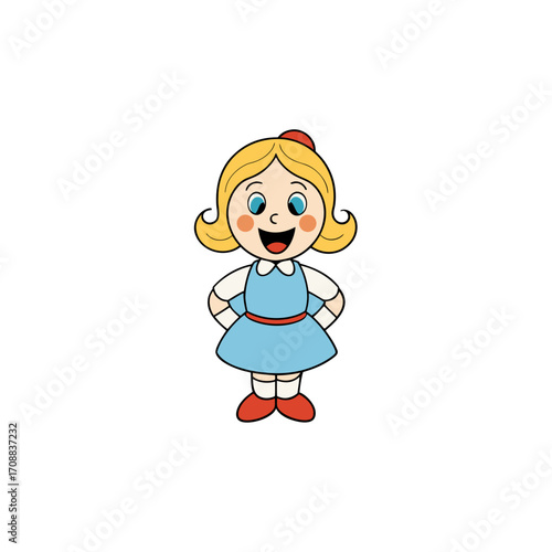a cheerful doll blinking  