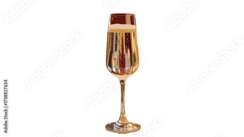 Sparkling champagne in a tall, elegant flute glass.