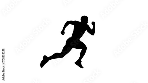 Silhouette of a runner in full stride, capturing speed and energy.
