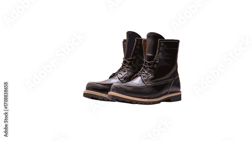 A pair of durable black boots ready for adventure.