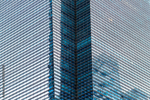 Geometric office building in downtown skyscrapers