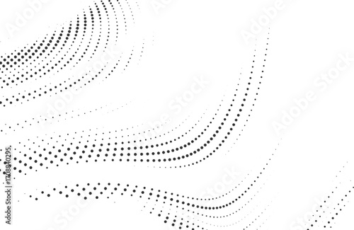 Abstract black and white pattern dynamic flowing lines and dots texture for digital art and design projects illustration