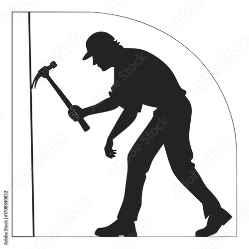 Man hammering big nail