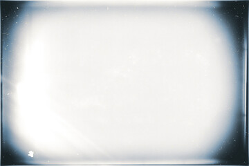 Vintage slide film of an old camera with white dusts and scratches and strong lens vignetting template on transparent background (png image).	
