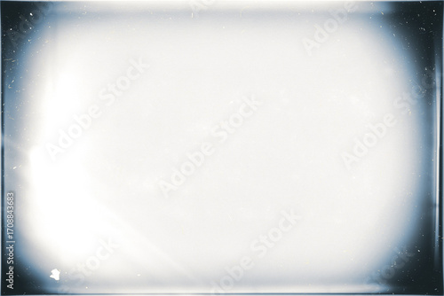 Slika na platnu Vintage slide film of an old camera with white dusts and scratches and strong lens vignetting template on transparent background (png image)