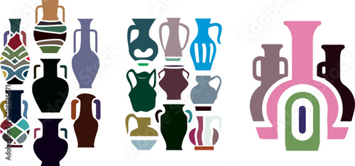 Assorted ancient pottery vessels amphora vase