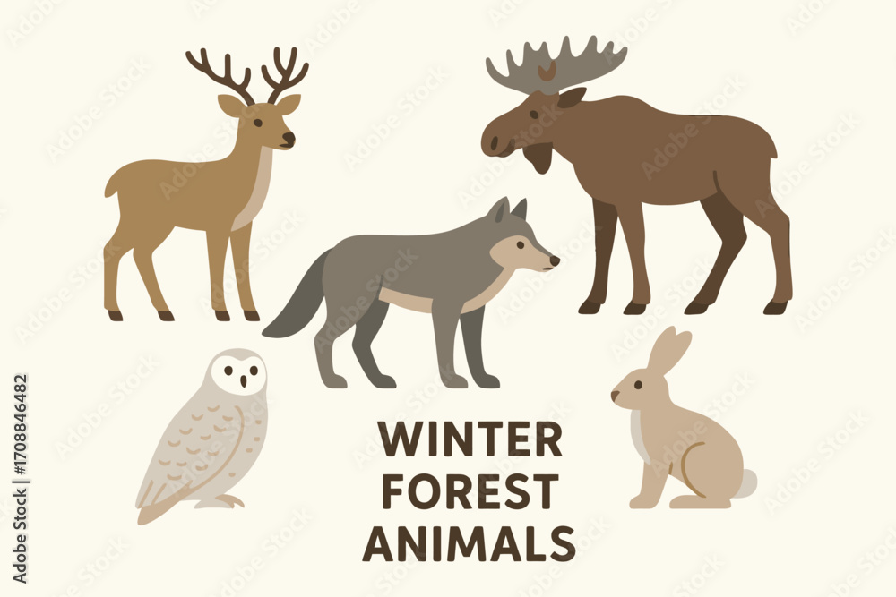 Obraz premium Winter Forest Animals_simple_compose_.eps