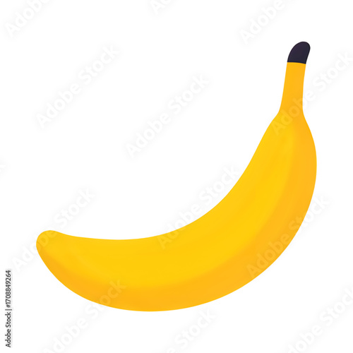 Yellow banana fruit with black tip isolated on transparent background
