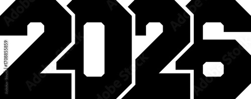 Stylized bold 2026 design in black and white