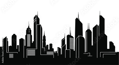 Modern city skyline silhouette at dusk, symbolizing urban growth and ambition.