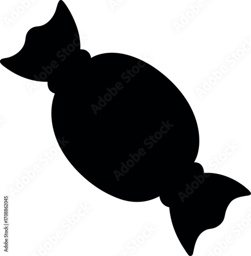 Black Silhouette of Wrapped Candy Icon Vector Illustration