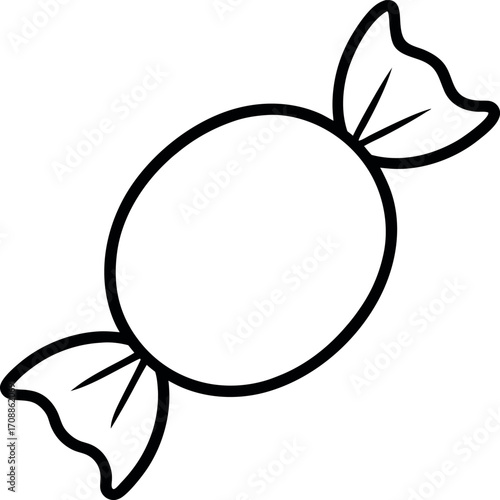 Oval Wrapped Candy Minimal Line Art Vector Illustration