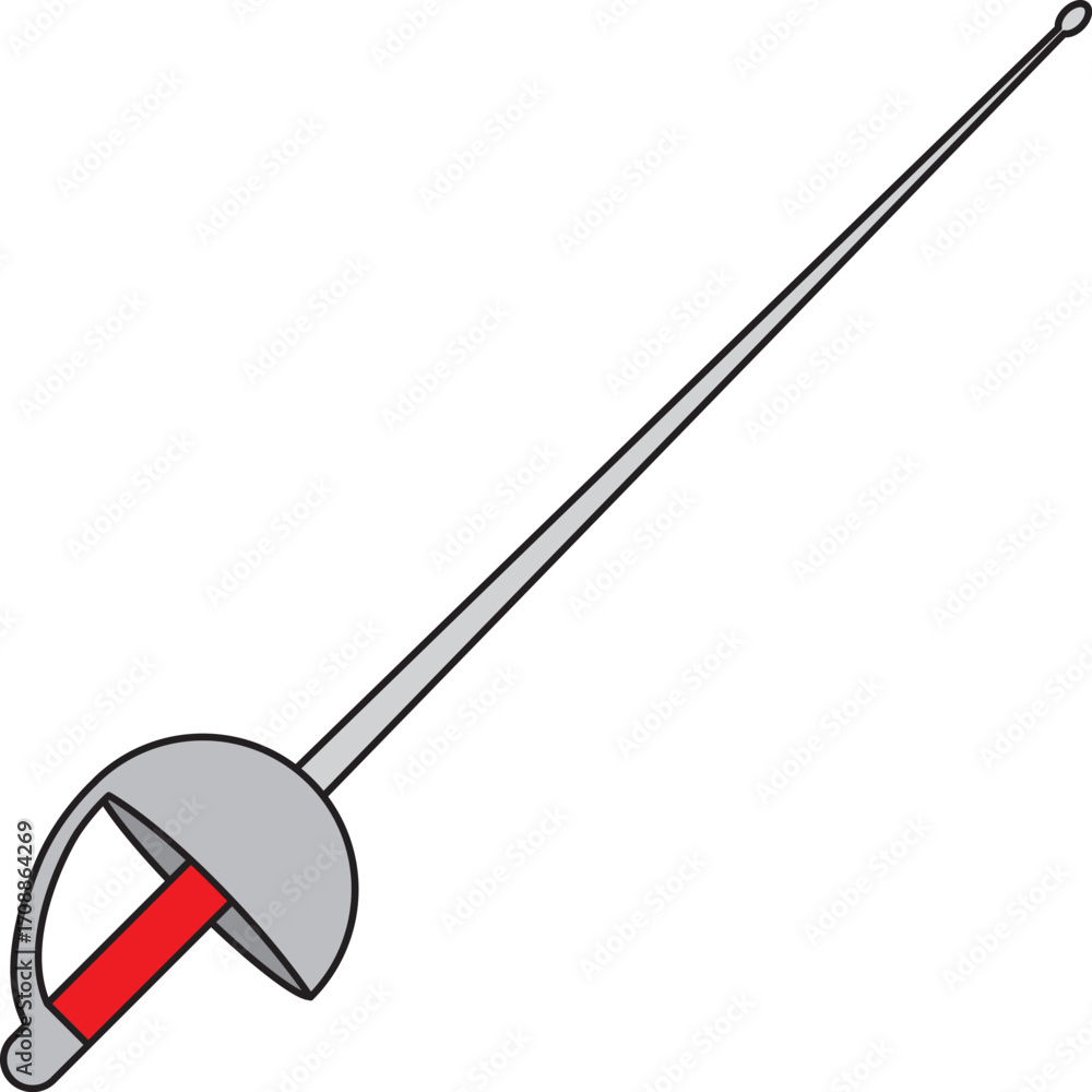 Naklejka premium Fencing Sabre Sword Foil red icon.