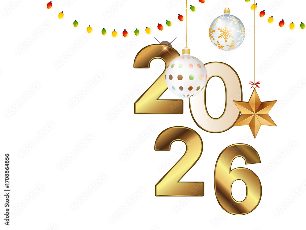 Naklejka premium Festive 2026 new year celebration white background