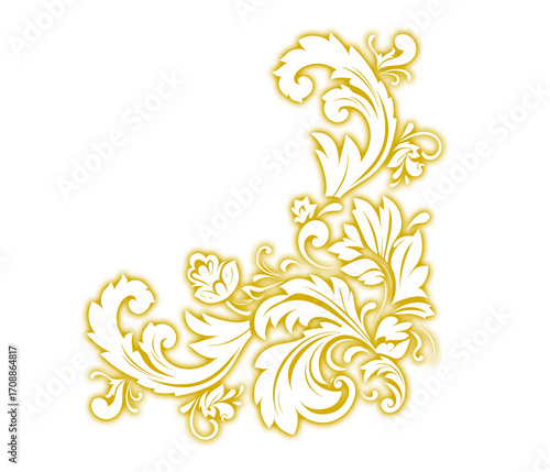Elegant golden floral design with decorative elements