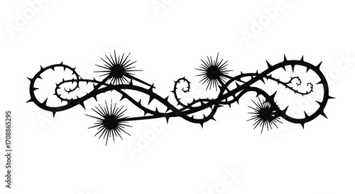 Intricate thorny vine design with starburst elements