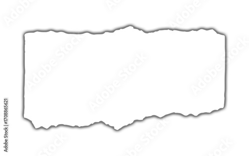 Torn white paper scrap black background isolated texture