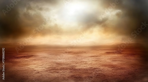 Martian Landscape, Dramatic Dusty Horizon, Epic Skies